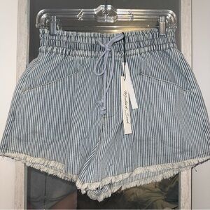 Boutique High Waisted Striped Wide Leg Shorts